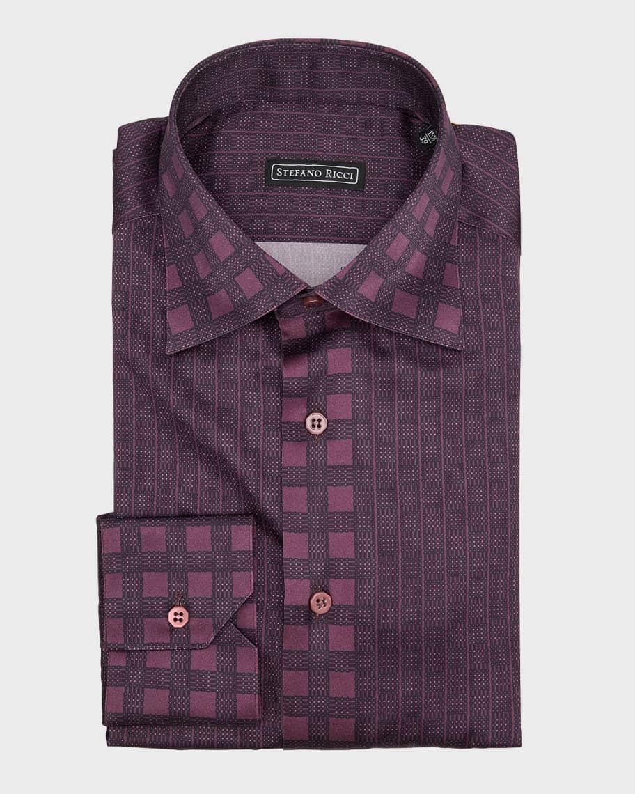 Mens Patterned Silk Dress Shirt Product Image