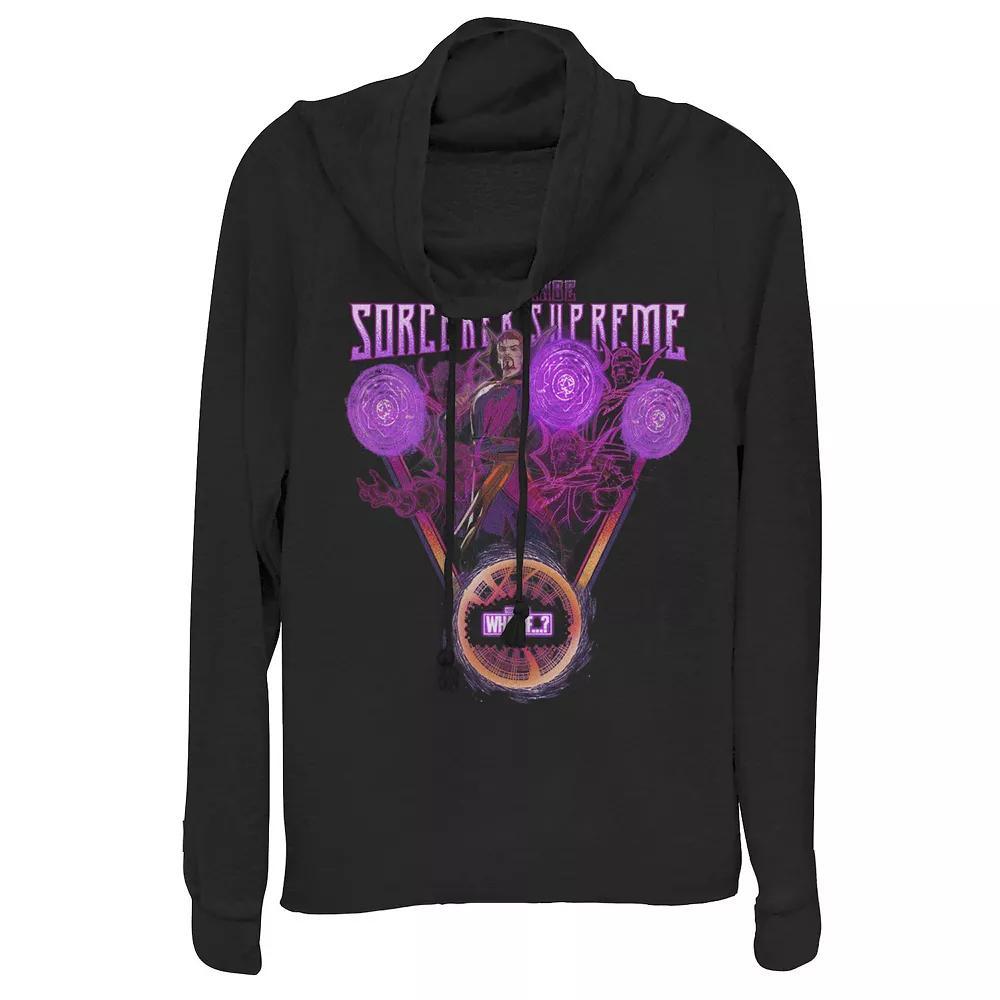 Juniors' Marvel What If Doctor Strange Sorcerer Supreme Poster Cowlneck Graphic Lightweight Long Sleeve, Girl's, Size: Large, Black Product Image