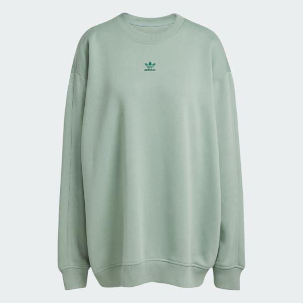 adidas Essentials Fleece Long Oversized Crew Sweatshirt Black L Womens Product Image