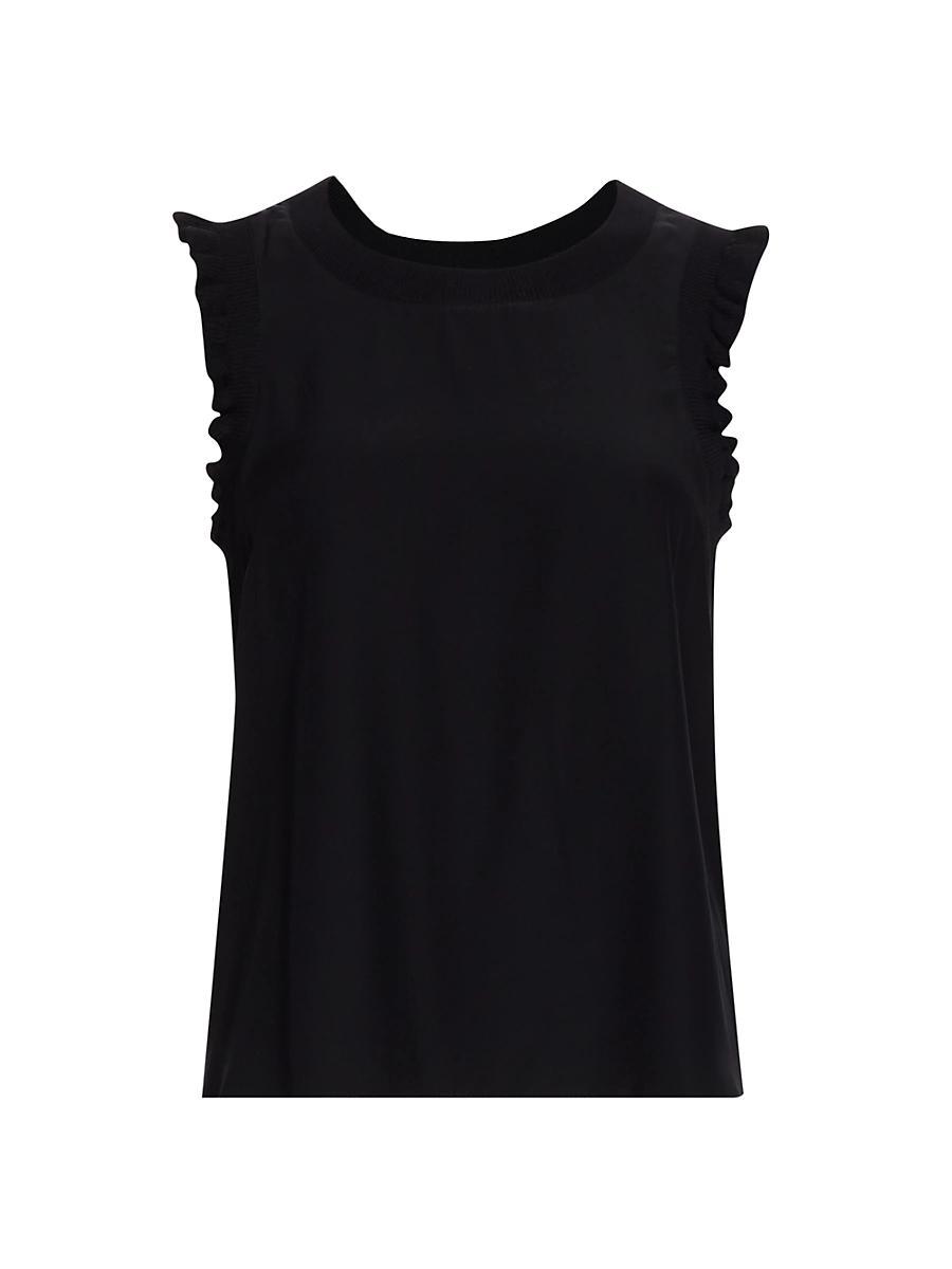 Cinq a Sept Lenore Ruffle Trimmed Silk Top Product Image