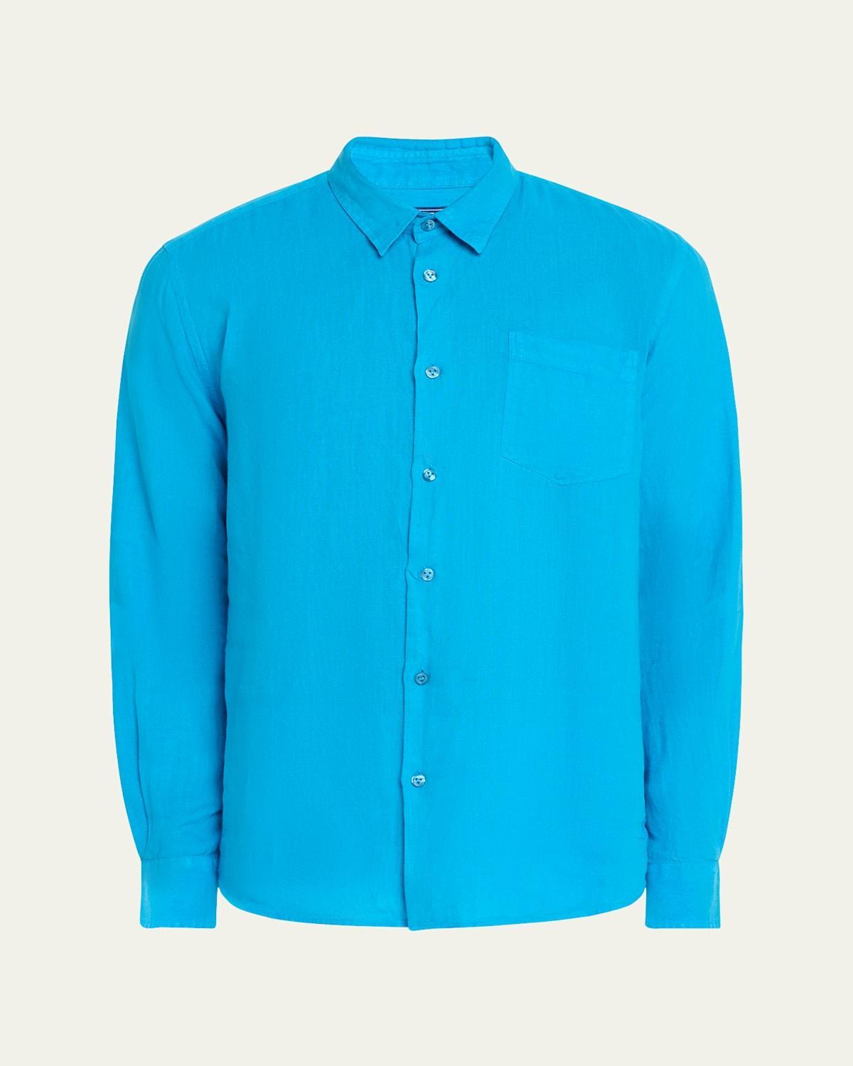 Mens Caroubis Solid Linen Sport Shirt Product Image