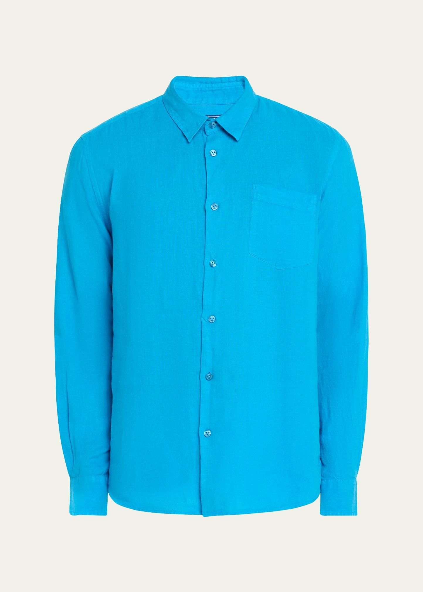 Mens Caroubis Solid Linen Sport Shirt Product Image