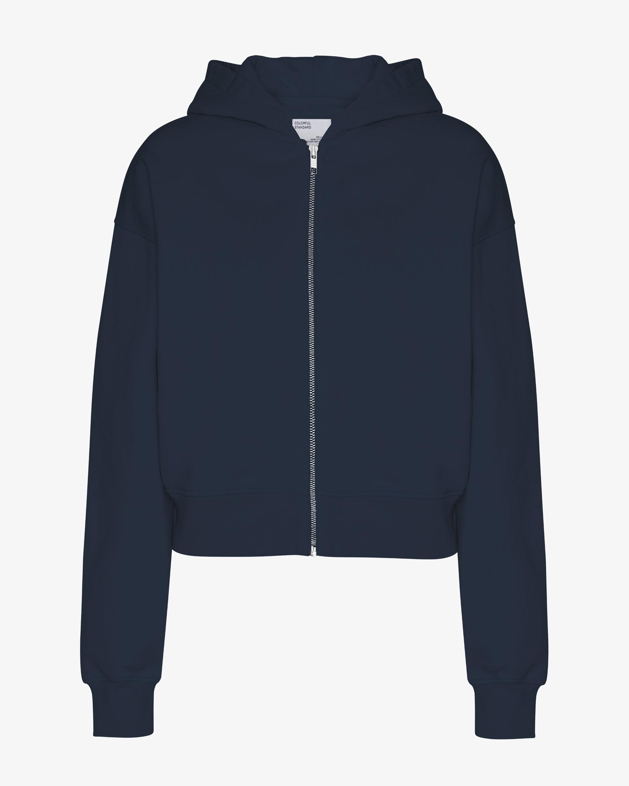 Organic Crop Zip Hood - Navy Blue Product Image