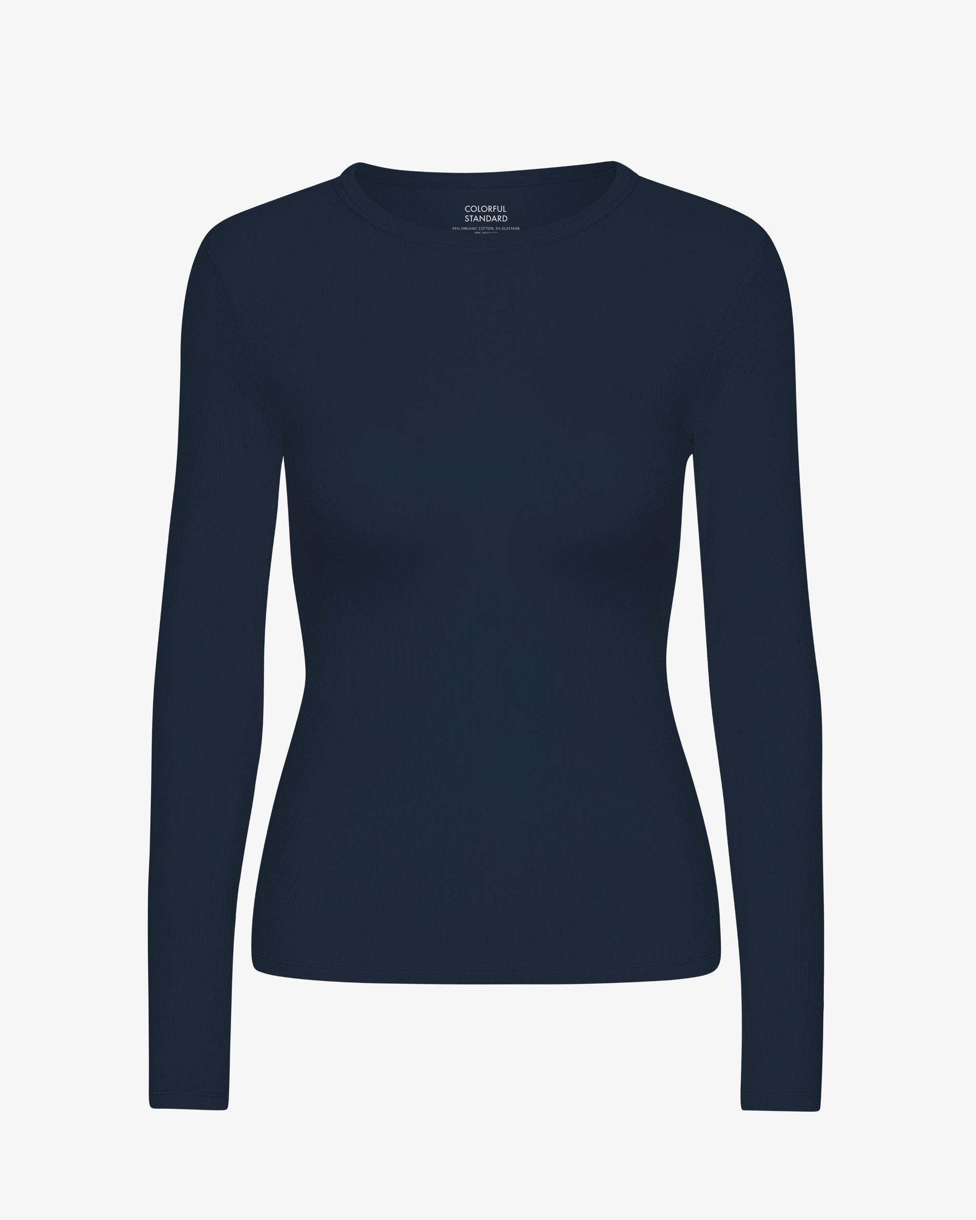 Women Organic Rib LS T-Shirt - Deep Black Product Image