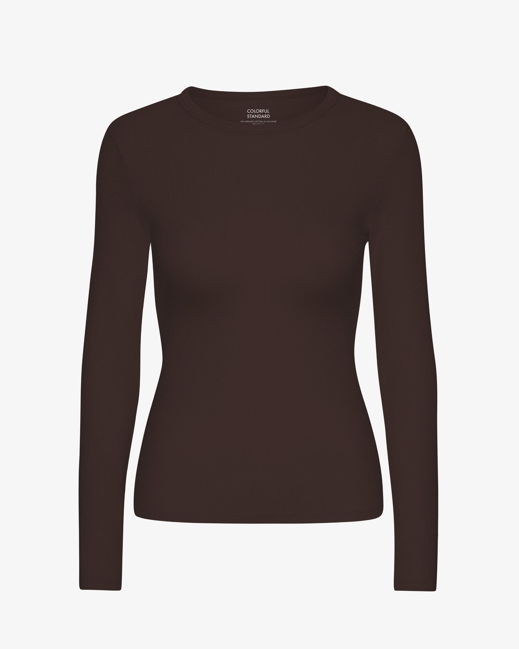 Women Organic Rib LS T-Shirt - Lava Grey Product Image