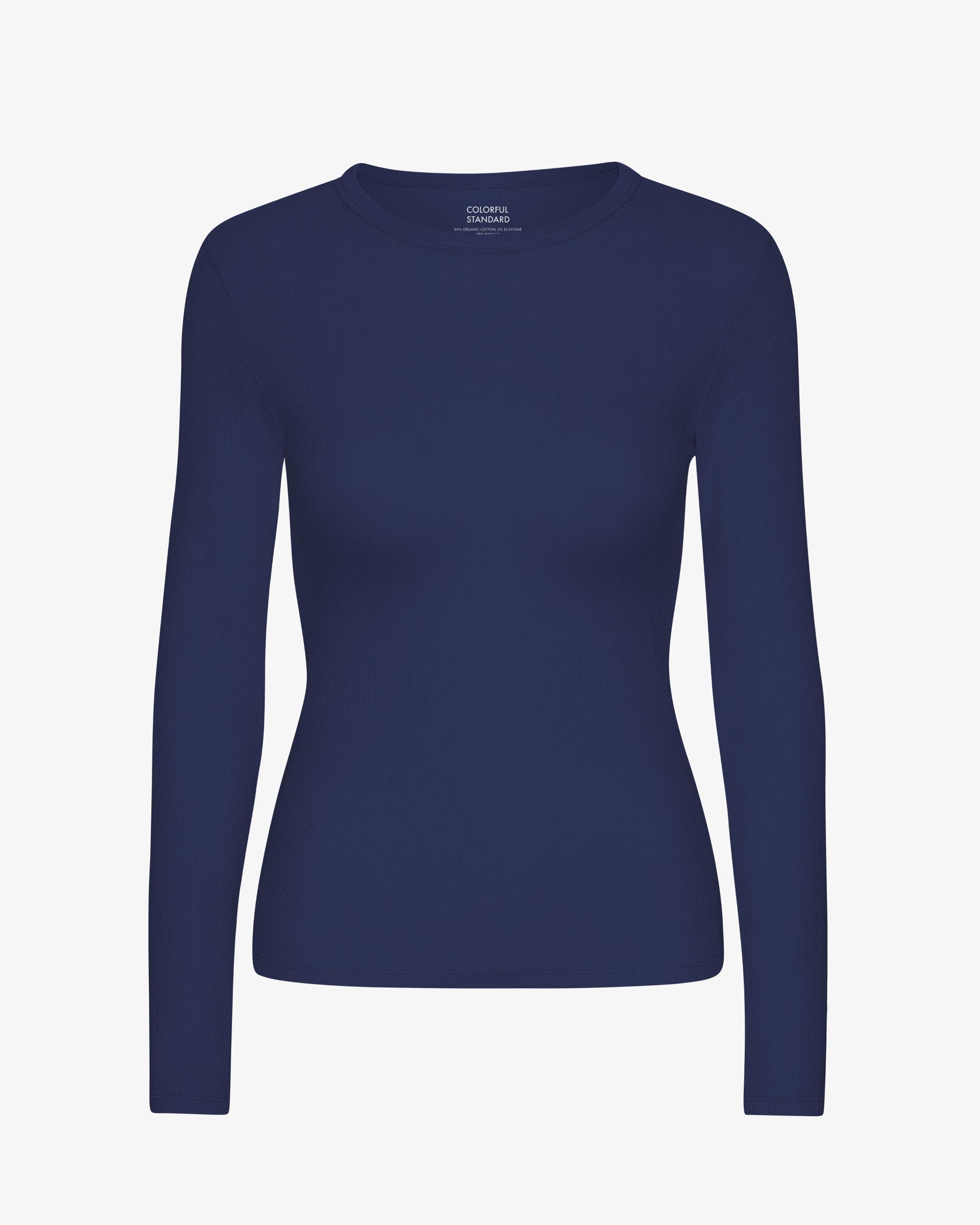 Women Organic Rib LS T-Shirt - Marine Blue Product Image