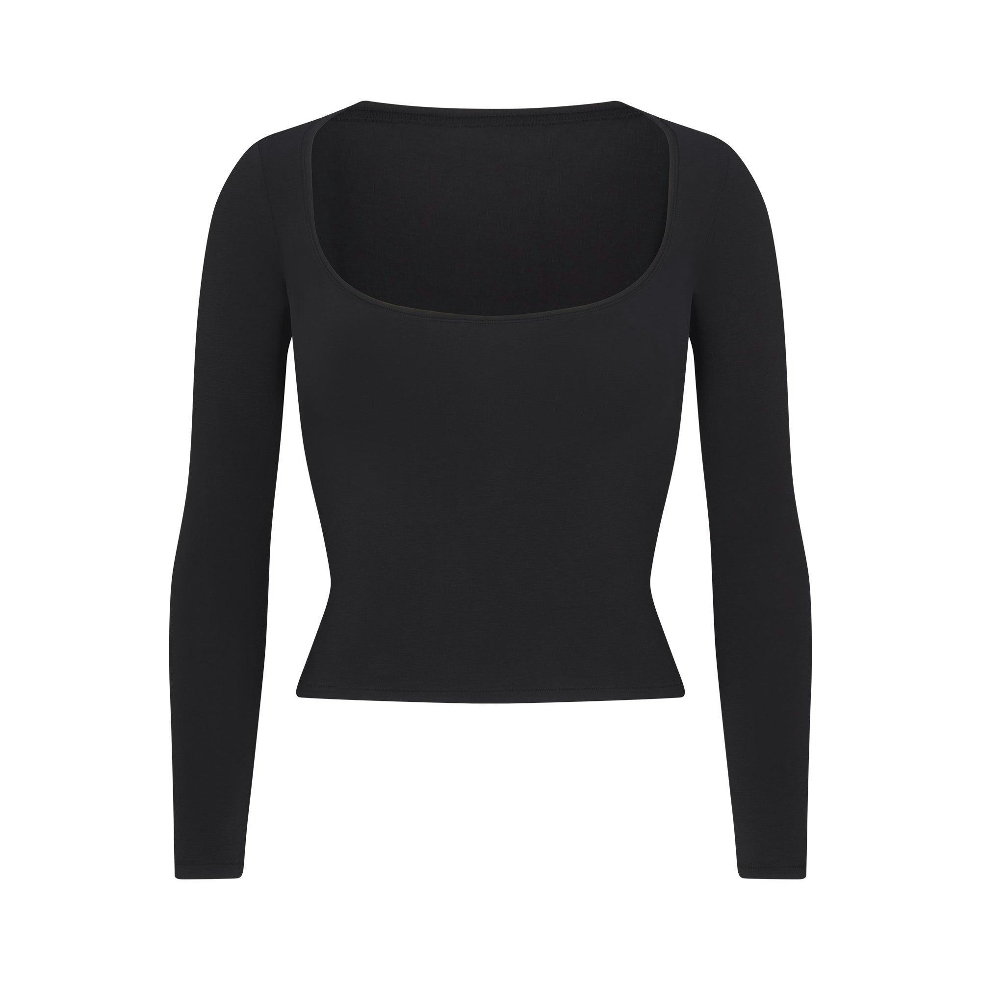 COTTON JERSEY SCOOP NECK LONG SLEEVE TOP | SOOT Product Image