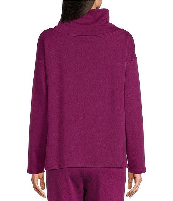 Eileen Fisher Cozy Brushed Terry Funnel Neck Long Sleeve Boxy Top Product Image
