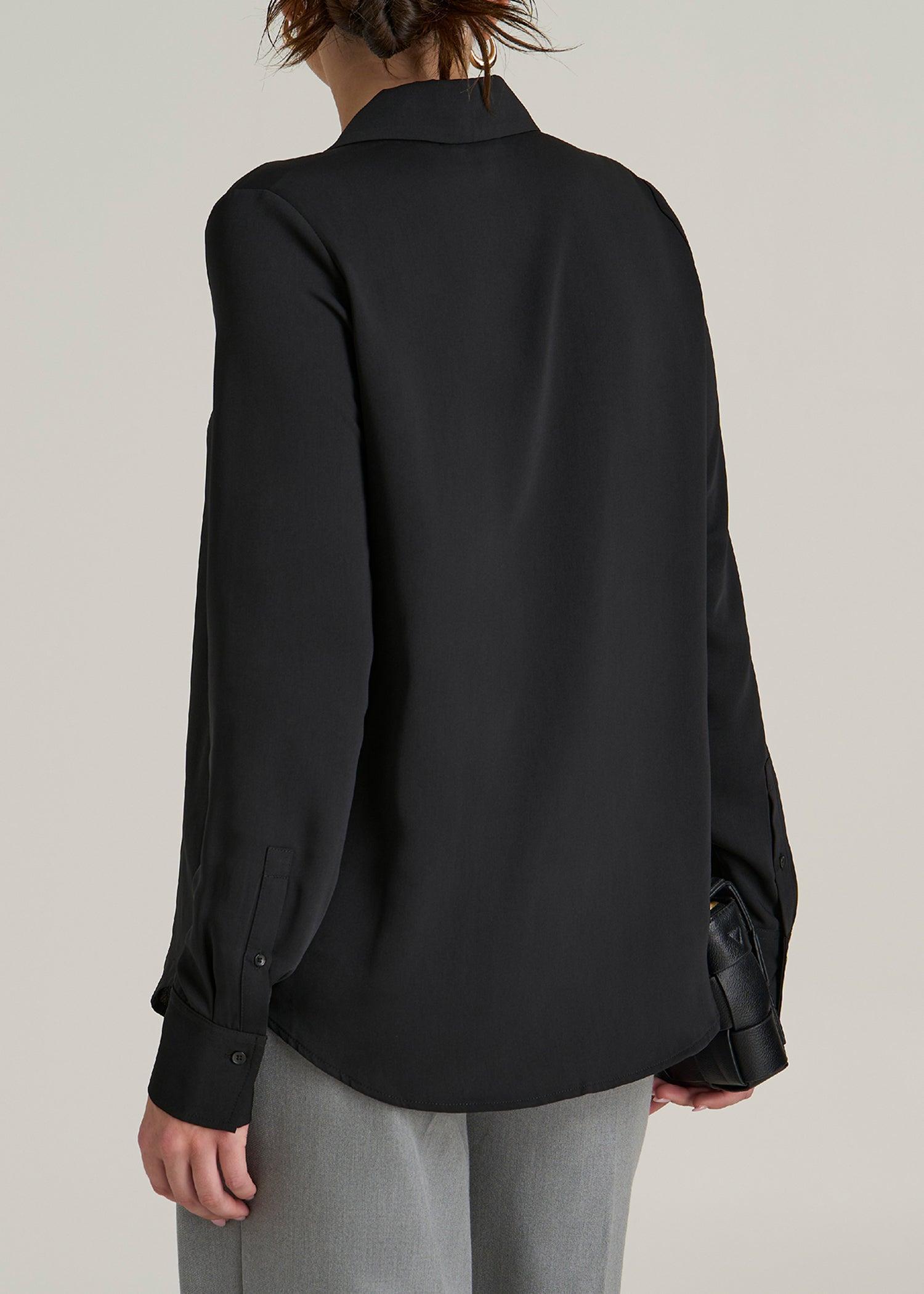 Notch Collar Tall Women's Blouse in Black Product Image