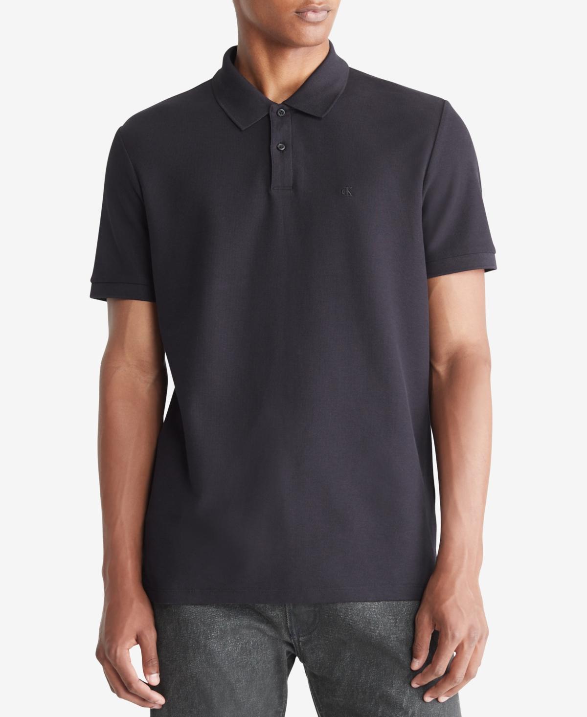 Calvin Klein Mens Refined Pique Polo Shirt - Black - XXL Product Image