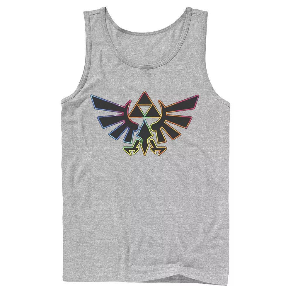 Men's Nintendo Zelda Hyrule Crest Tie-Dye Outline Tank Top, Size: Large, Athletic Grey Product Image
