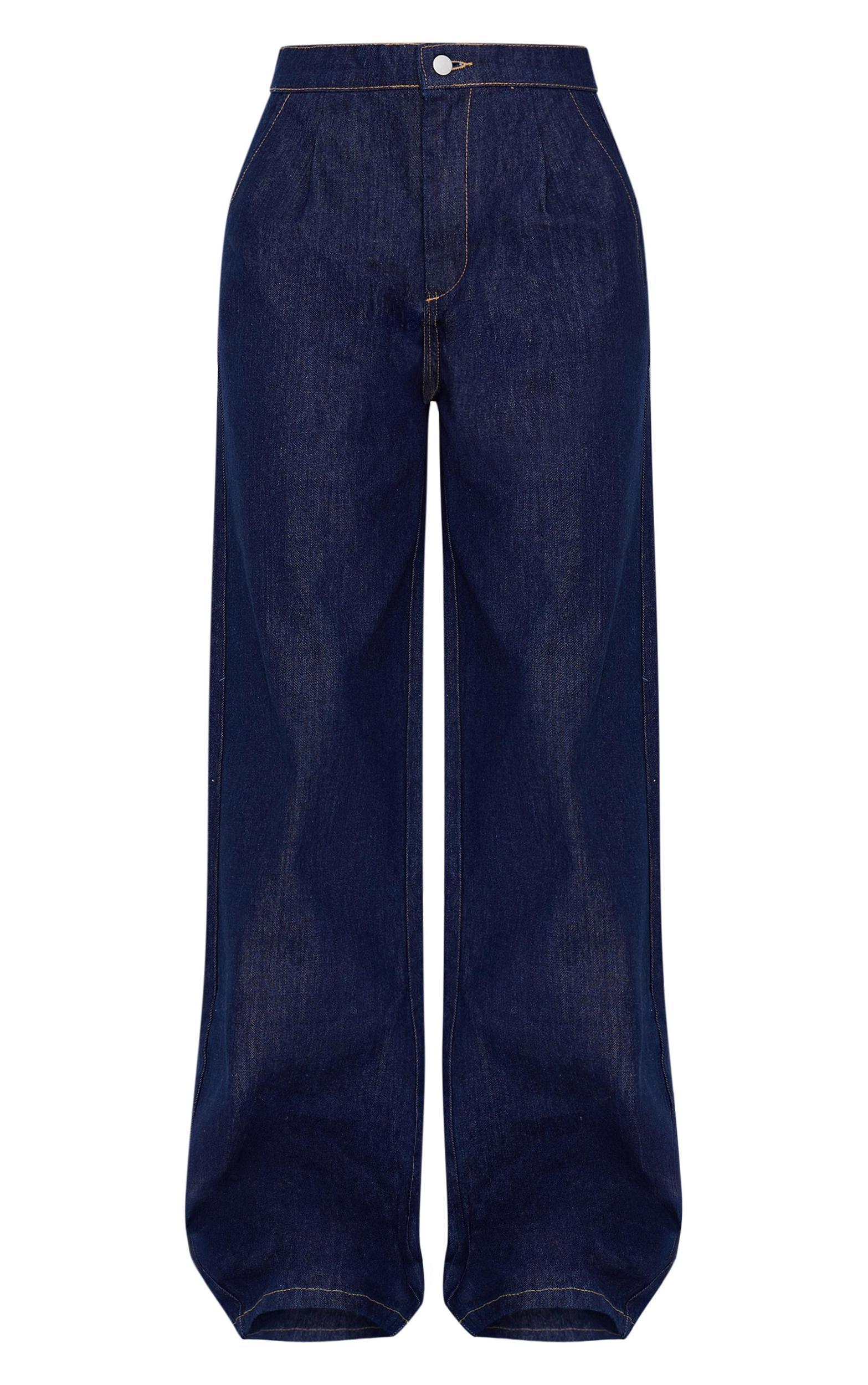 Indigo Tailored Style Wide Leg Jeans Product Image