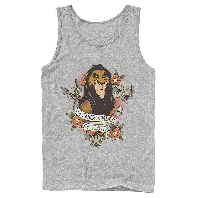 Disney's The Lion King Scar With Hyenas Men's Surrounded By Idiots Tank Top, Size: Large, Athletic Grey Product Image