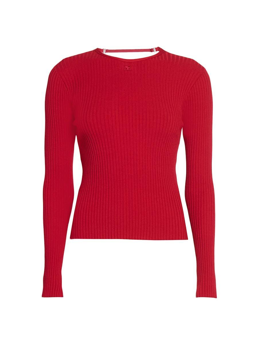 Womens Ribbed Open-Back Sweater Product Image
