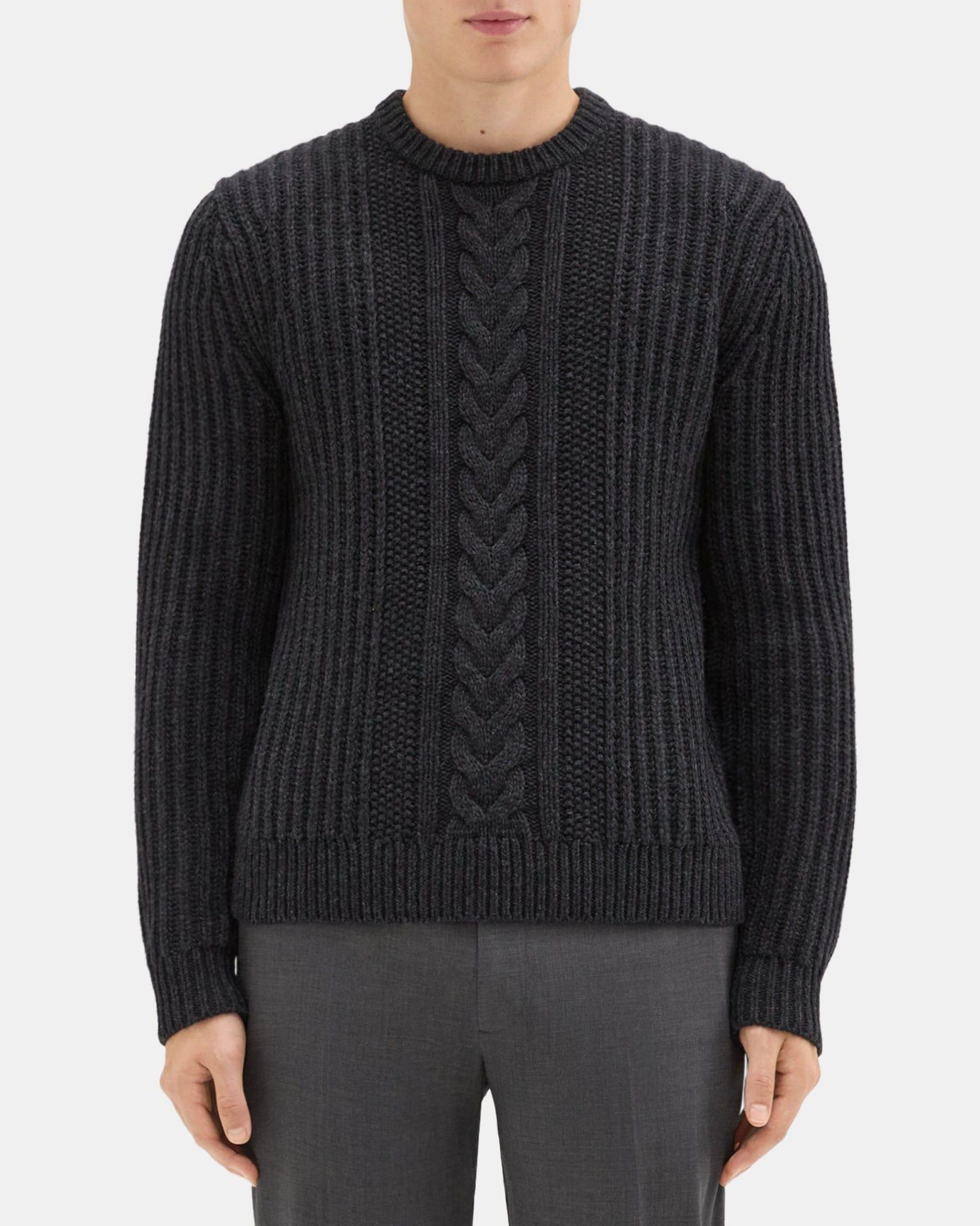 Crewneck Sweater in Cable Knit Product Image
