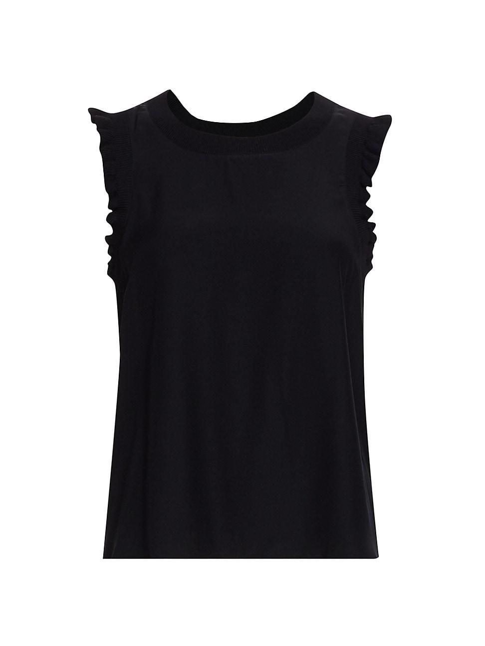 Cinq a Sept Lenore Ruffle Trimmed Silk Top Product Image