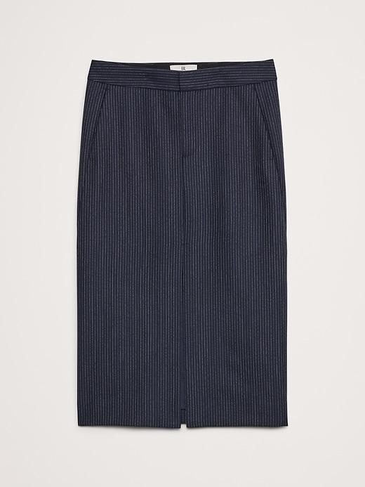 Pinstripe Italian Wool Midi Skirt Product Image