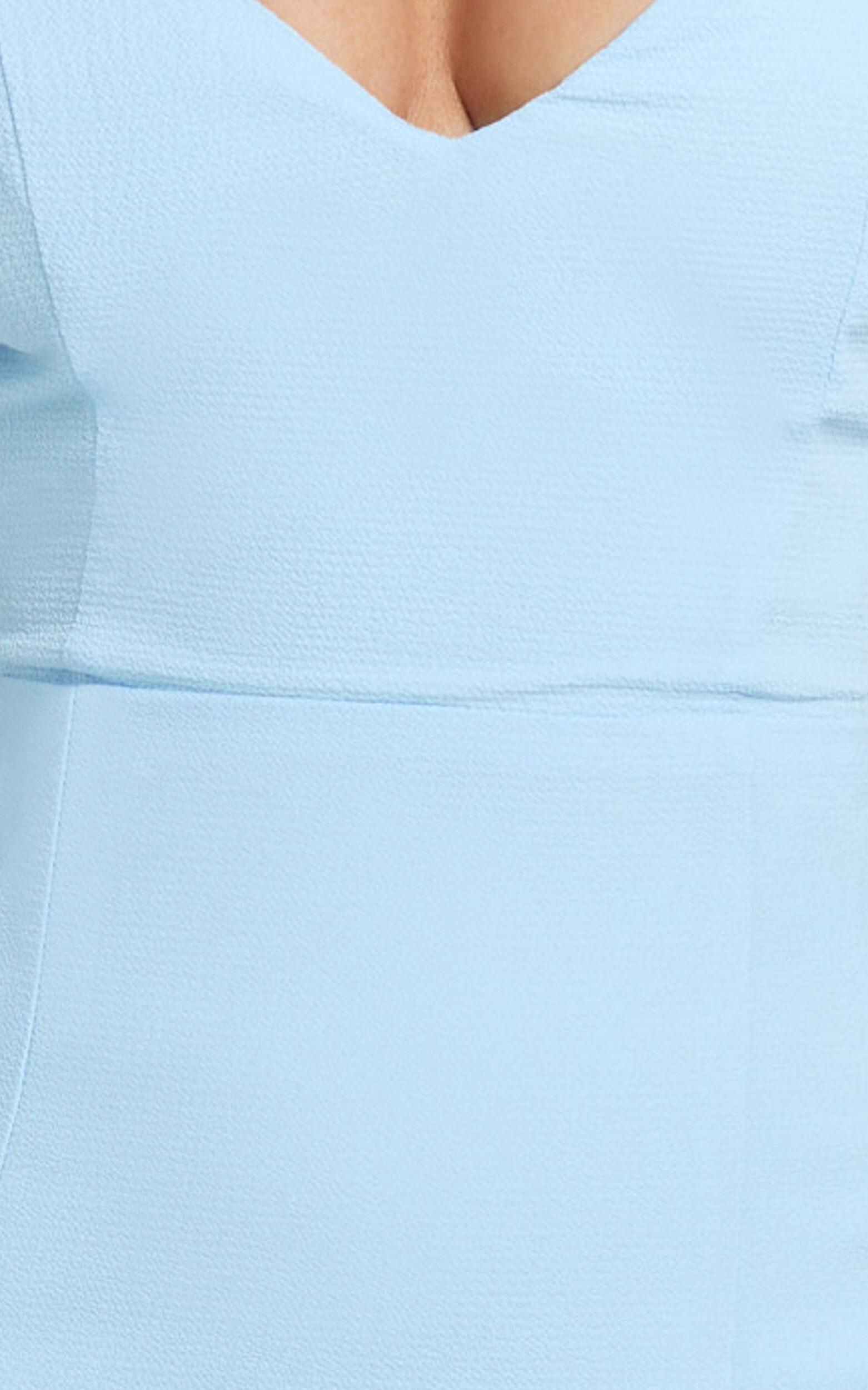 More Than This Maxi Dress - Ruffle Strap Thigh Split Dress in Light Blue Product Image