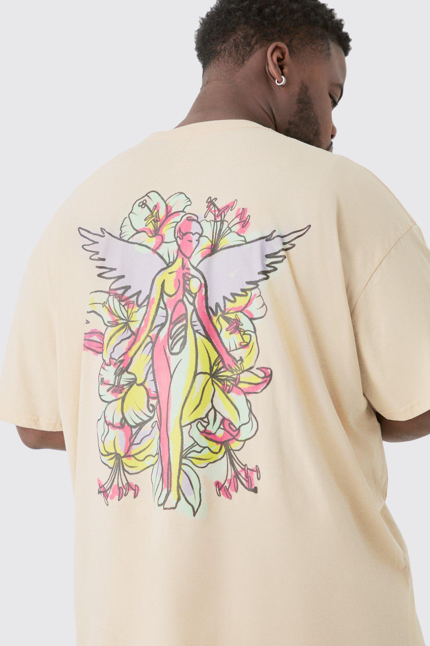 Plus Nirvana Oversized License T-shirt Sand | boohooMAN USA Product Image