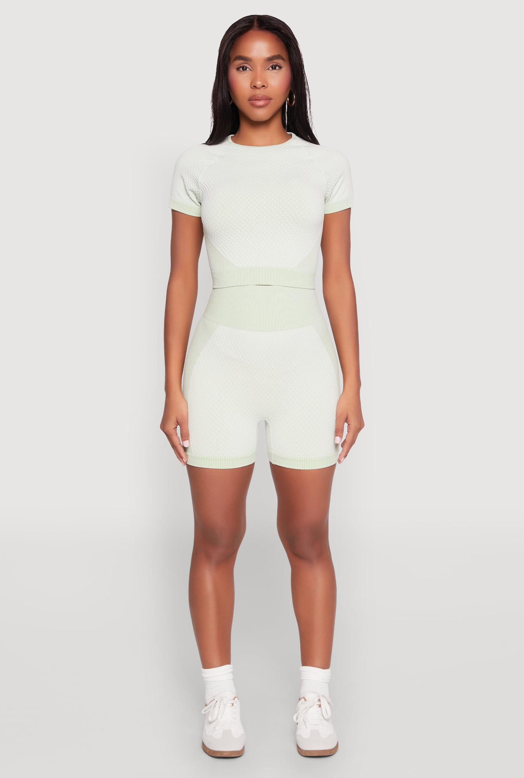 Womens Seamless Ribbed Knit Ruched Biker Shorts Product Image