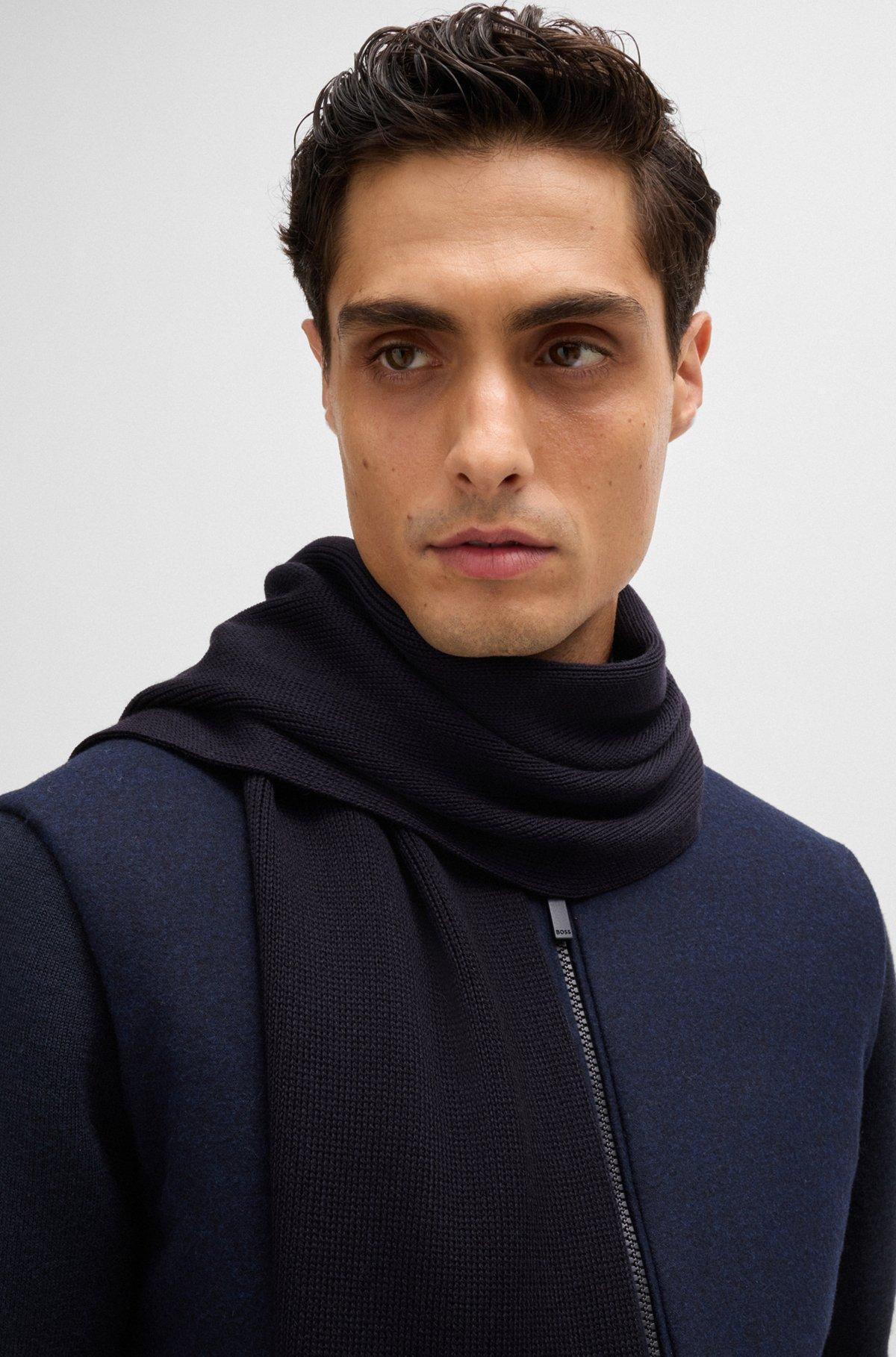 Raschel-knit scarf in merino wool Product Image
