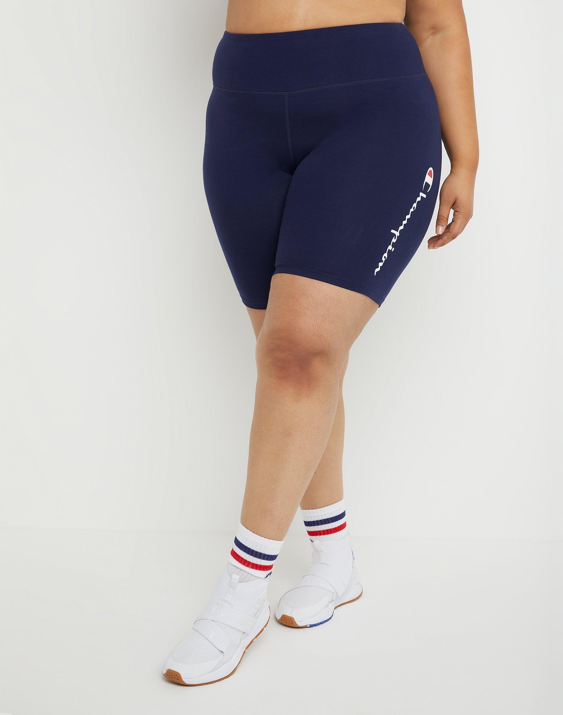 Womens Champion Authentic Bike Shorts, Script Logo, 8 (Plus Size) Black 1X Product Image