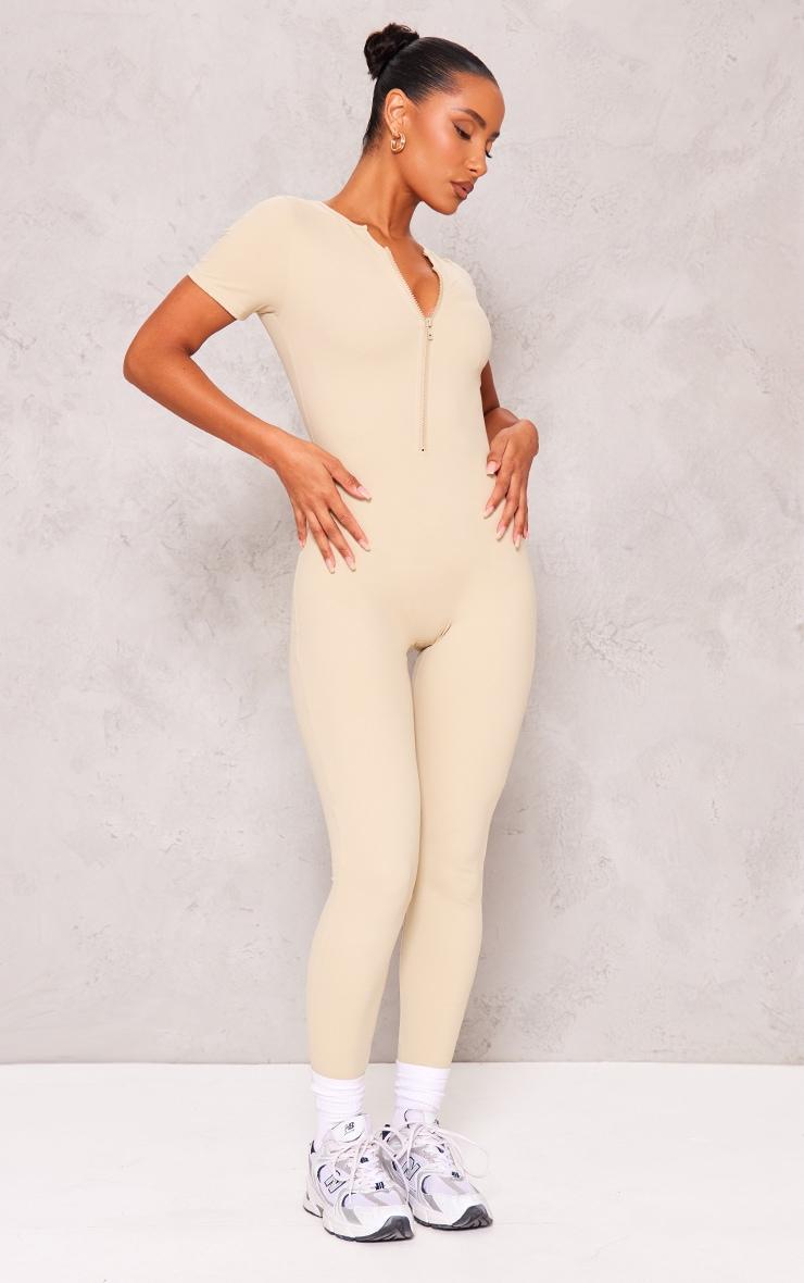 Stone Snatched Sculpt Zip Front Cap Sleeve Jumpsuit Product Image