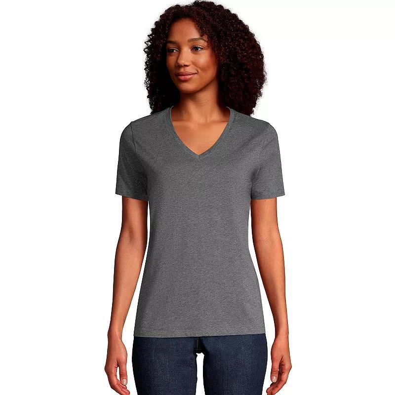 Womens Lands End Relaxed-Fit Supima Cotton V-Neck Tee Product Image