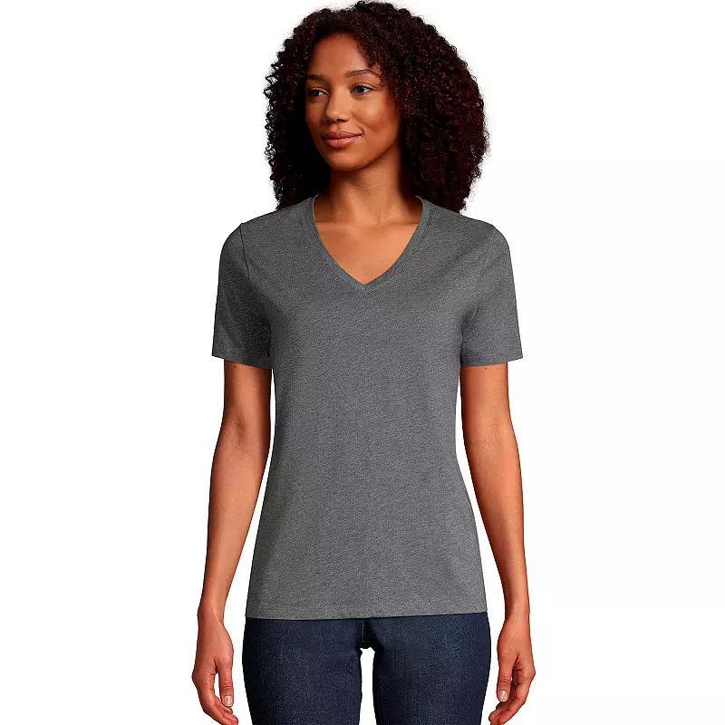 Womens Lands End Relaxed-Fit Supima Cotton V-Neck Tee Product Image