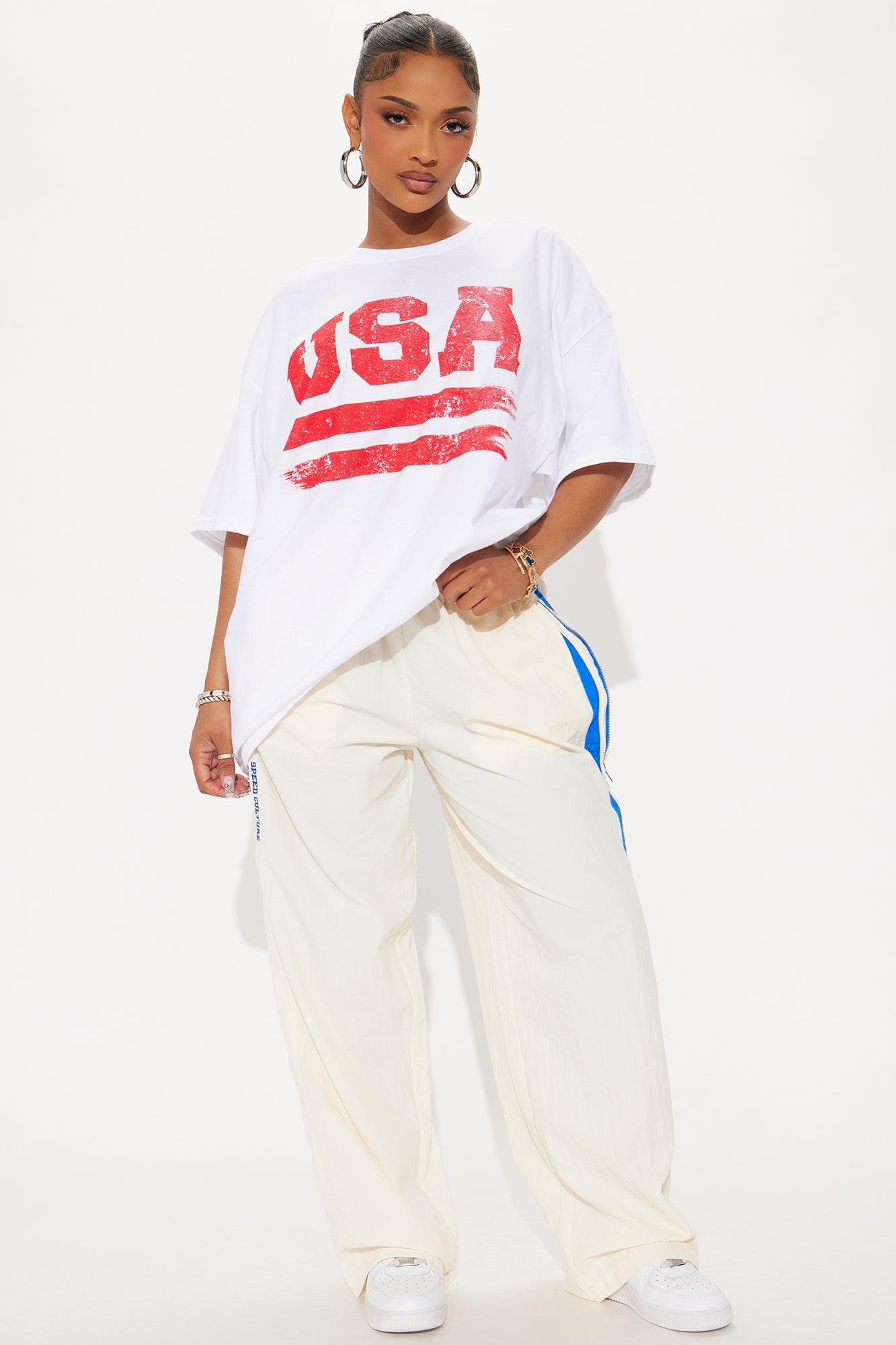 USA Summer Vibe Oversized Tee - White Product Image