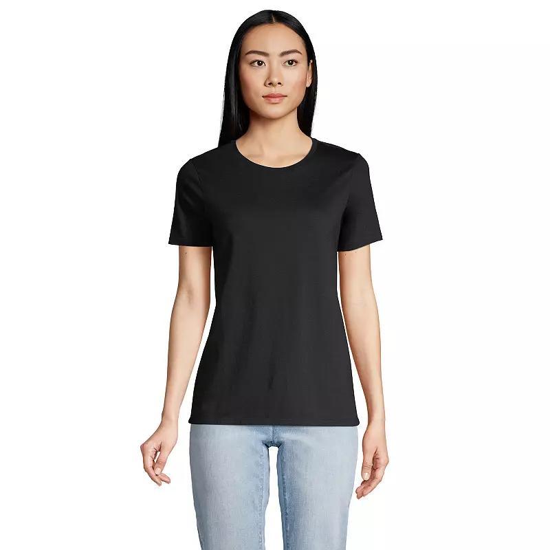 Petite Lands' End Relaxed-Fit Supima Cotton Crewneck Tee, Women's, Size: Medium Petite, Black Product Image