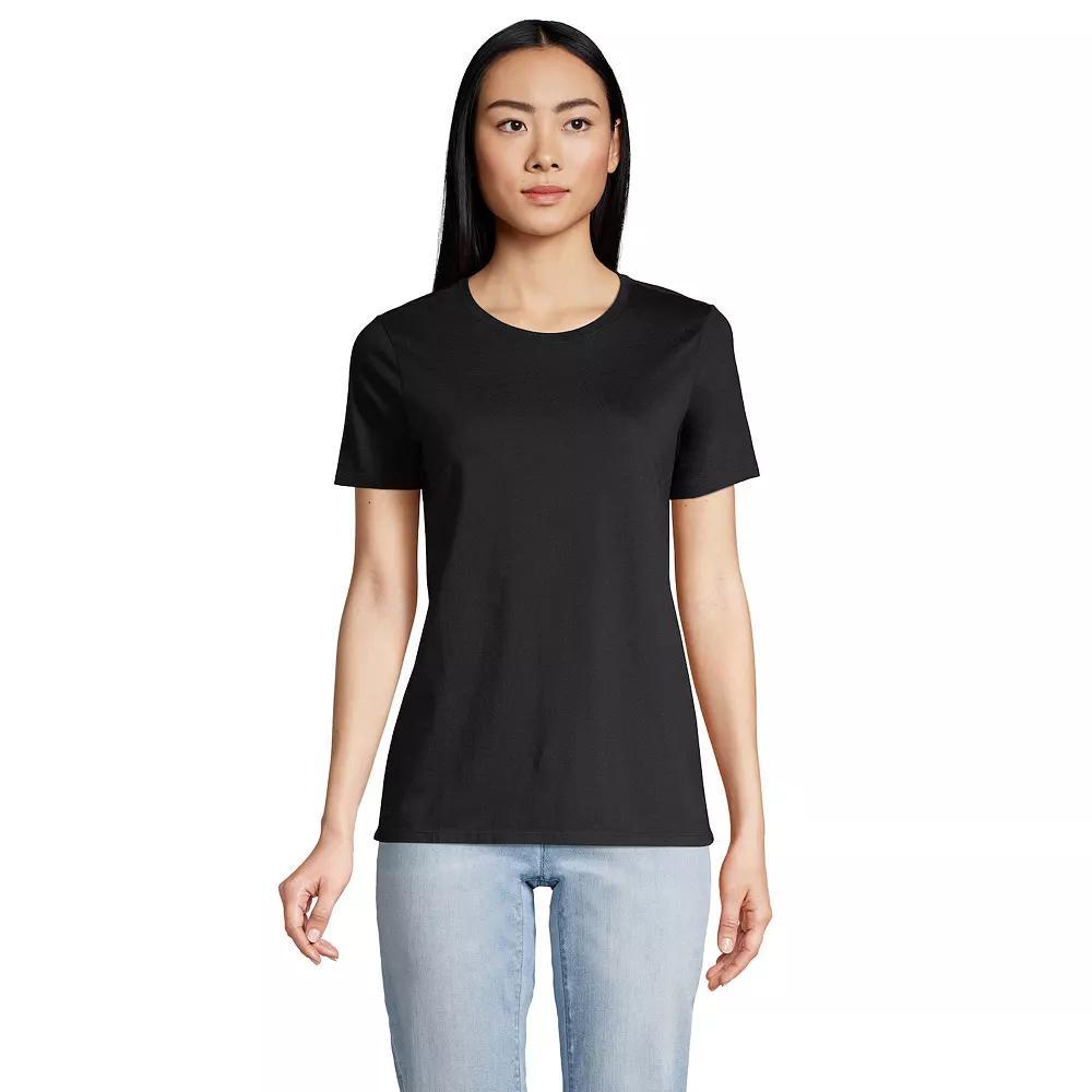 Petite Lands' End Relaxed-Fit Supima Cotton Crewneck Tee, Women's, Size: Medium Petite, Black Product Image