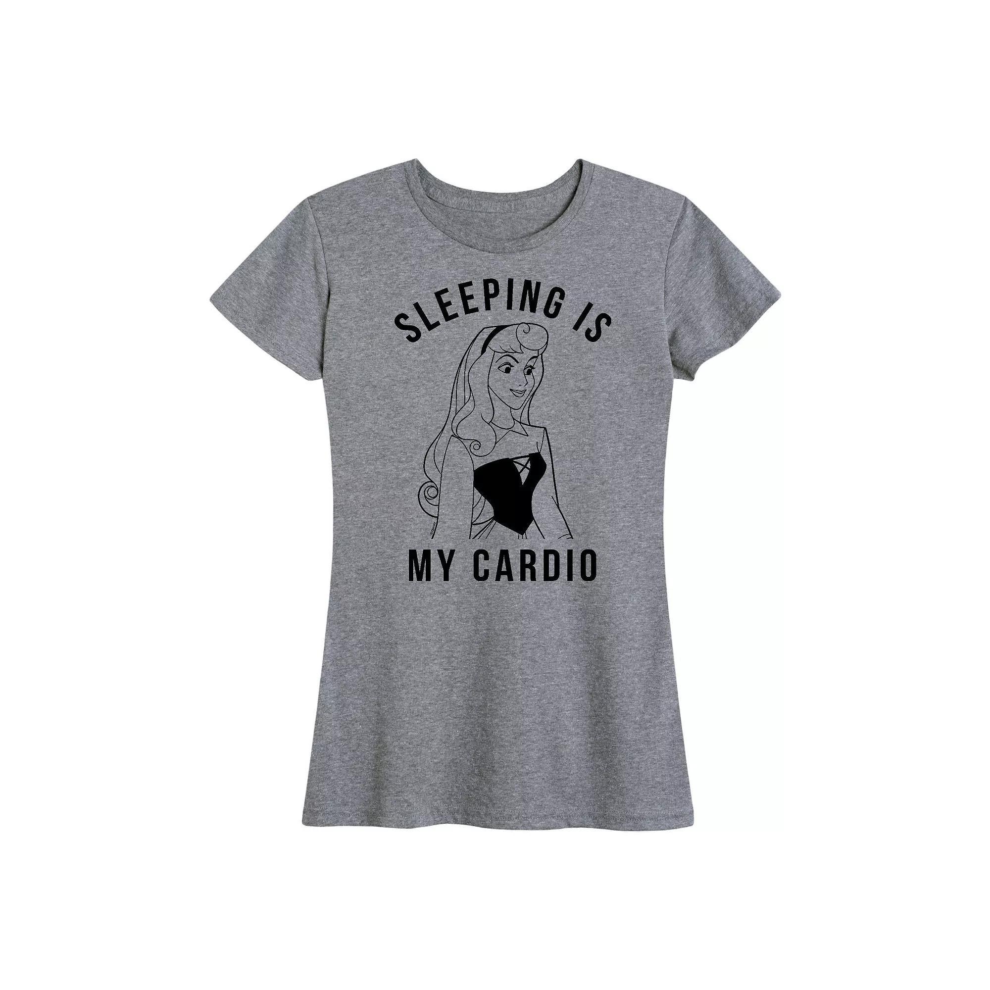 Disney Princess Aurora Womens Sleeping Is My Cardio Graphic Tee, Girls Grey Gray Product Image