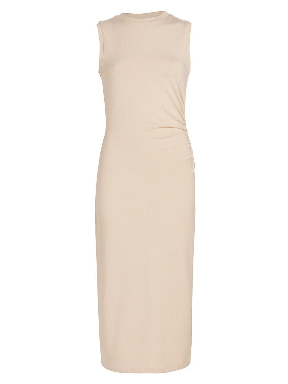 Sleeveless Waist-Gathered Midi Dress Product Image