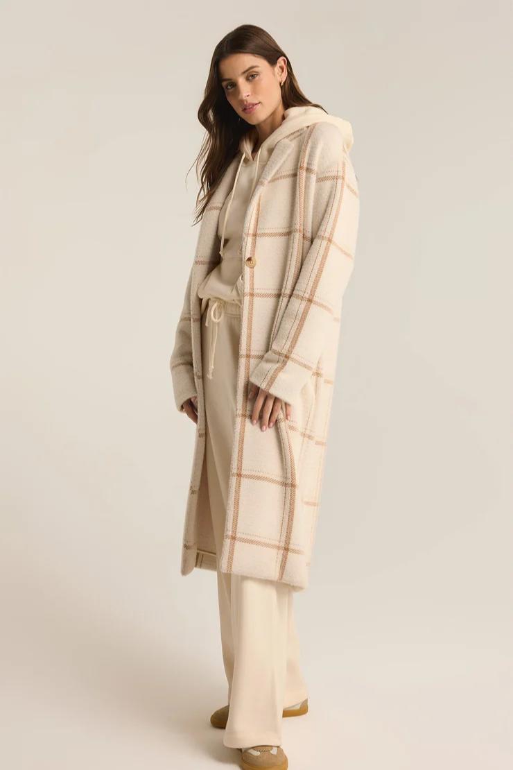 Mason Windowpane Knit Coat- Sea Salt Product Image