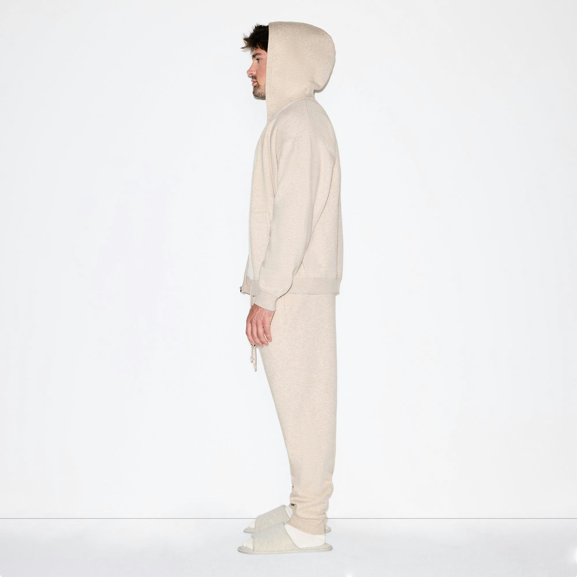 FLEECE LOUNGE MENS RELAXED ZIP UP HOODIE | DESERT HEATHER Product Image