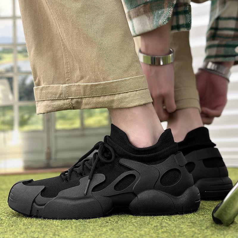 Plain Lace-Up Sneakers Product Image