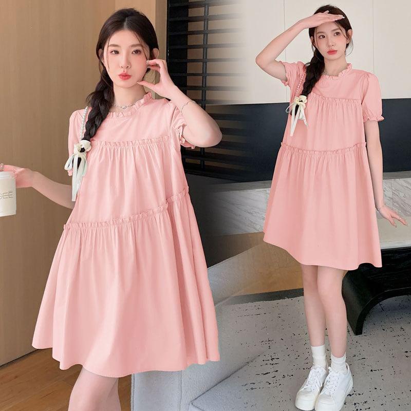 Maternity Short-Sleeve Plain Smock Dress Product Image
