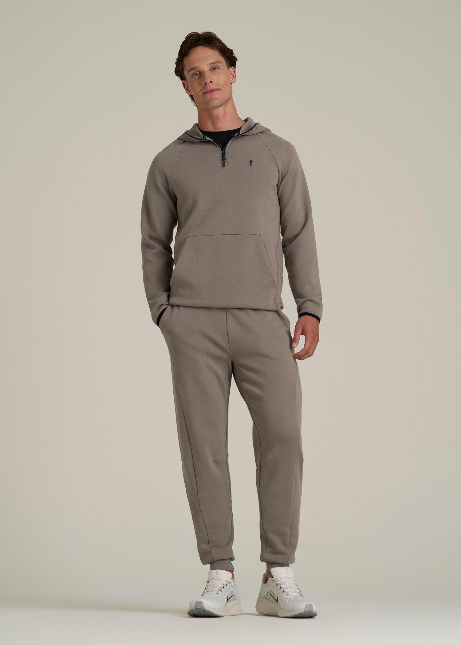Tech Motion Fleece Hooded Popover for Tall Men in Portobello Male Product Image