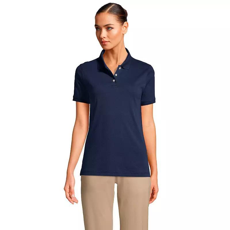 Women's Tall Lands' End School Uniform Short Sleeve Interlock Polo, Size: Small Tall, Blue Product Image