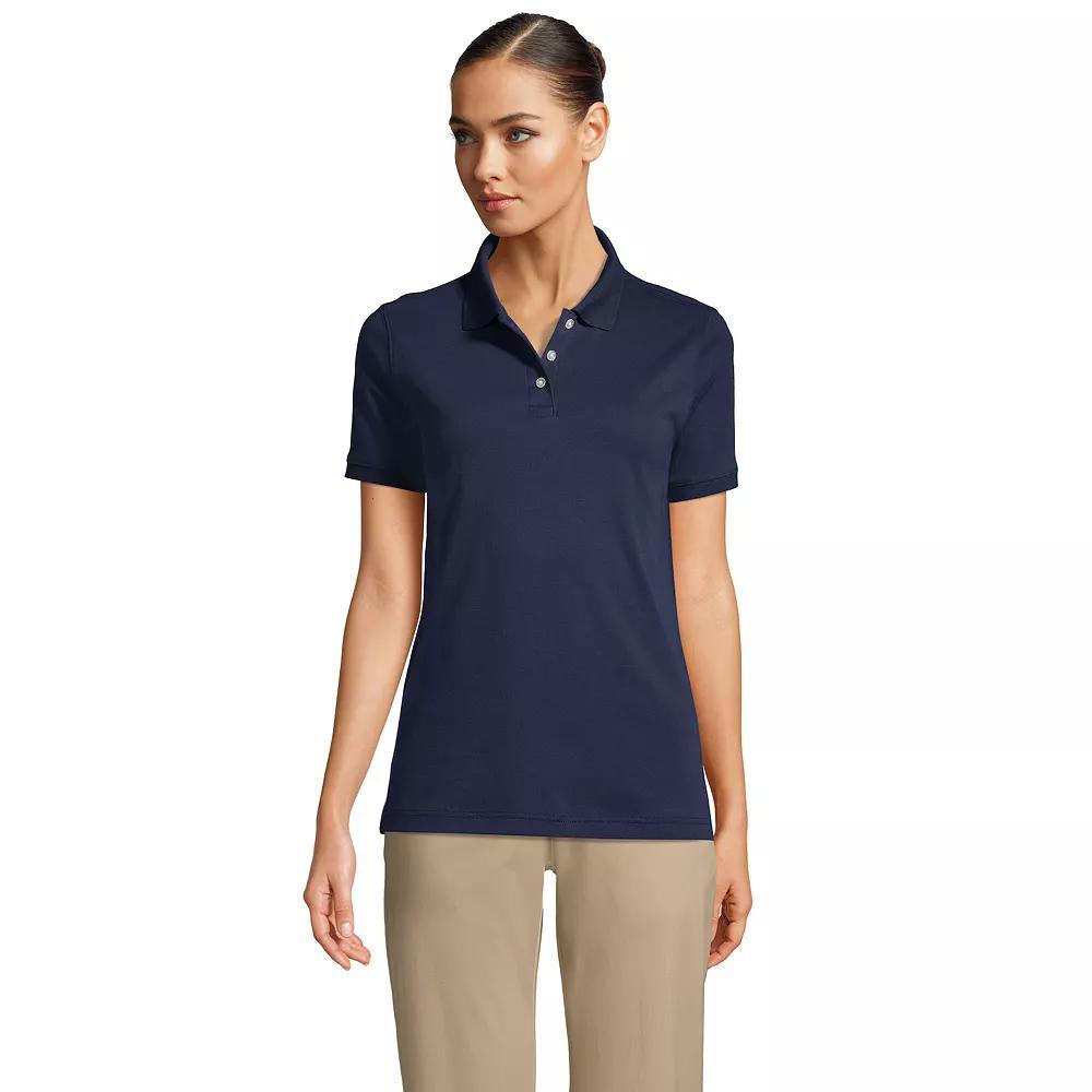 Women's Lands' End School Uniform Classic Short Sleeve Interlock Polo Top, Size: Medium, Classic Blue Product Image