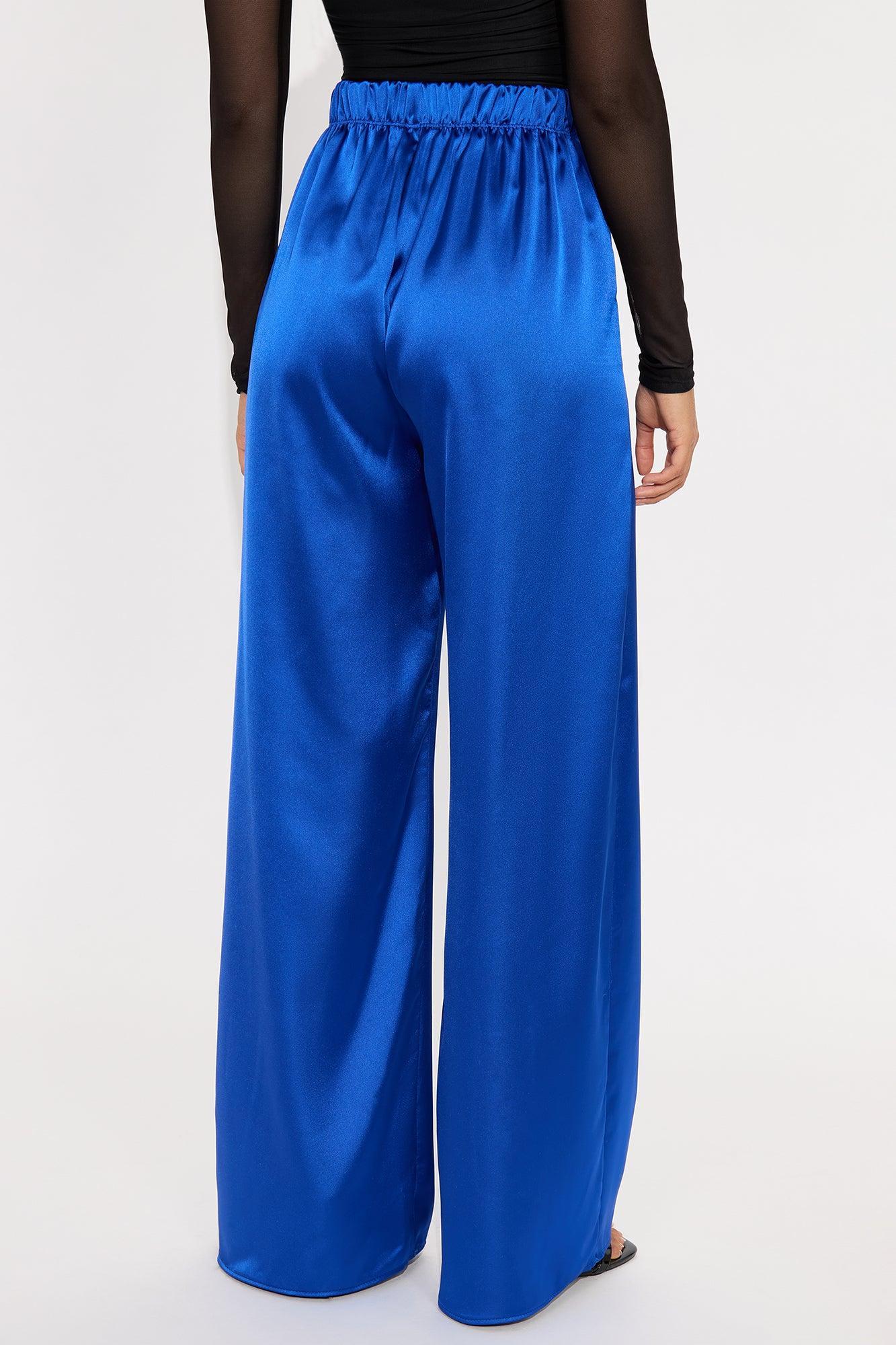 Tone It Down Satin Trouser - Royal Female Product Image