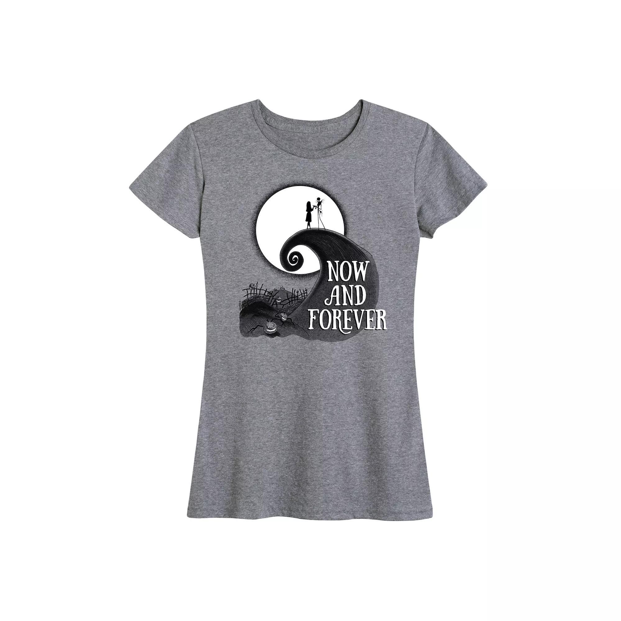 Disneys The Nightmare Before Christmas Womens Now And Forever Graphic Tee Grey Wine Product Image