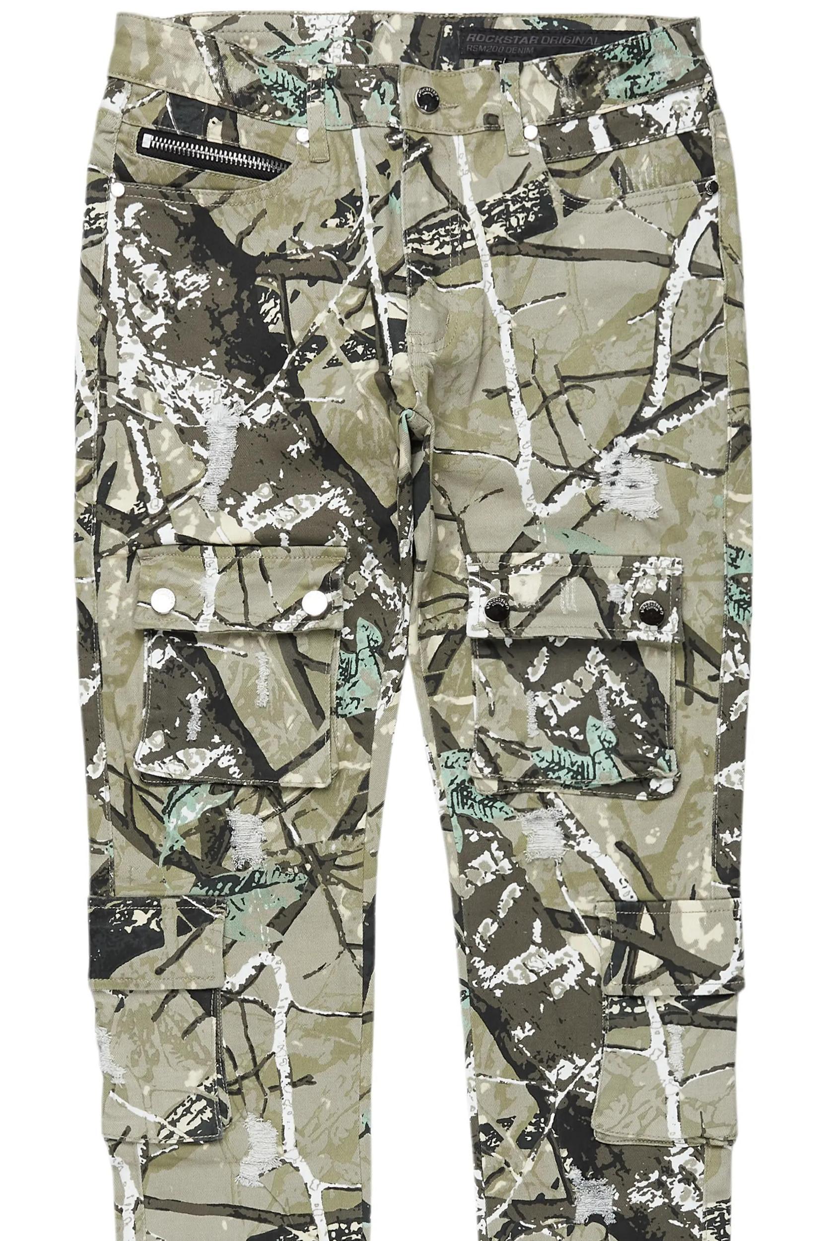 Adril Tree Camo Skinny Fit Cargo Jean Male Product Image