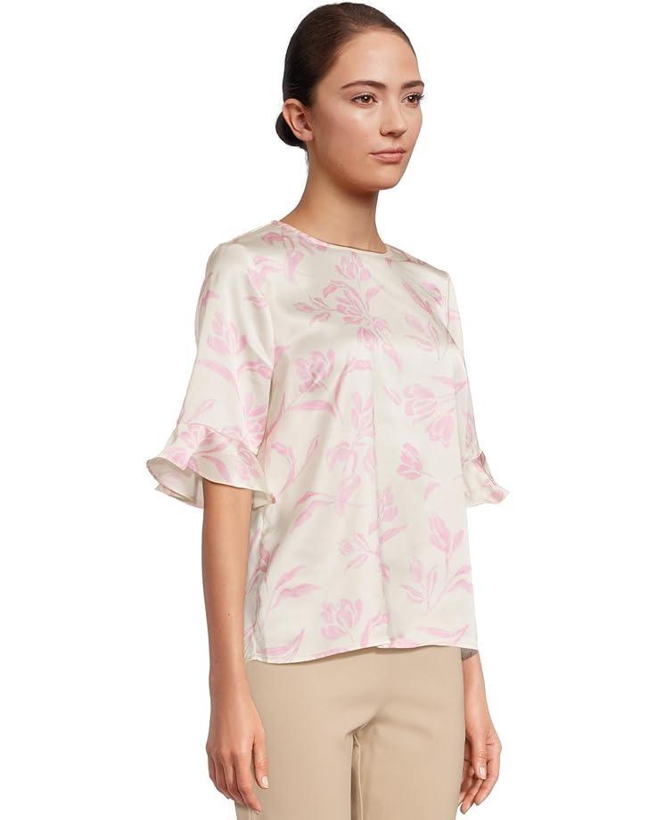 Raglan Flutter Sleeve Pleated Bow Blouse Product Image