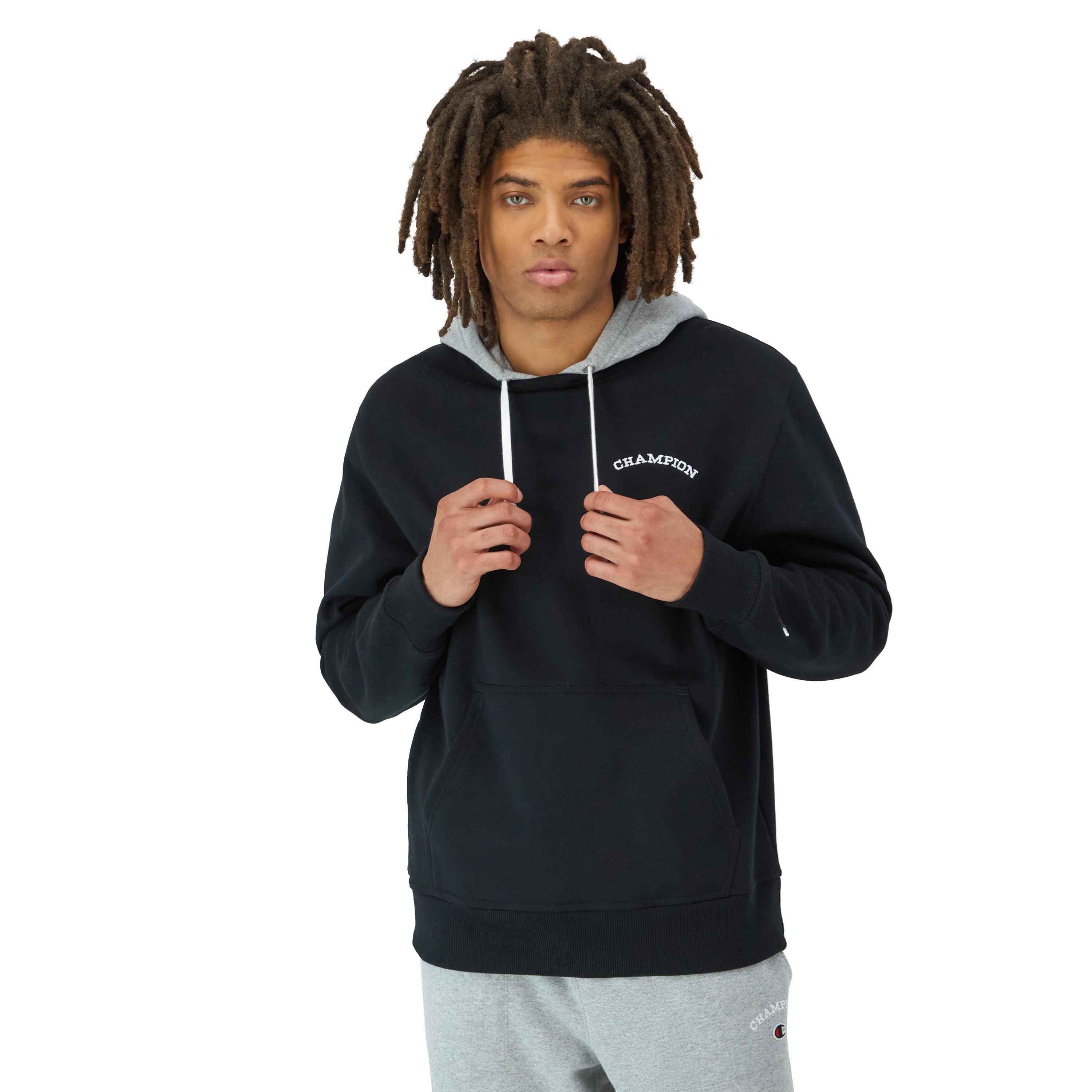 Mens Champion Powerblend Hoodie, Left Chest Arch Logo Fresh Green Leaf/Navy 2XL Product Image