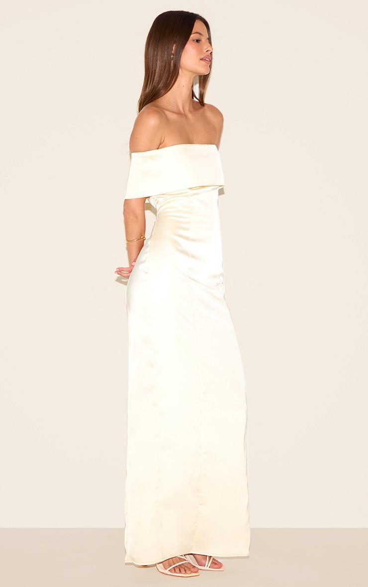 Lemon Bridesmaid Bardot Fold Over Sleeveless Maxi Dress Product Image