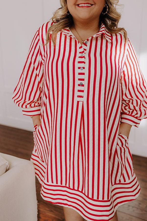 Charleston Charm Stripe Mini Dress in Rose Curves Product Image