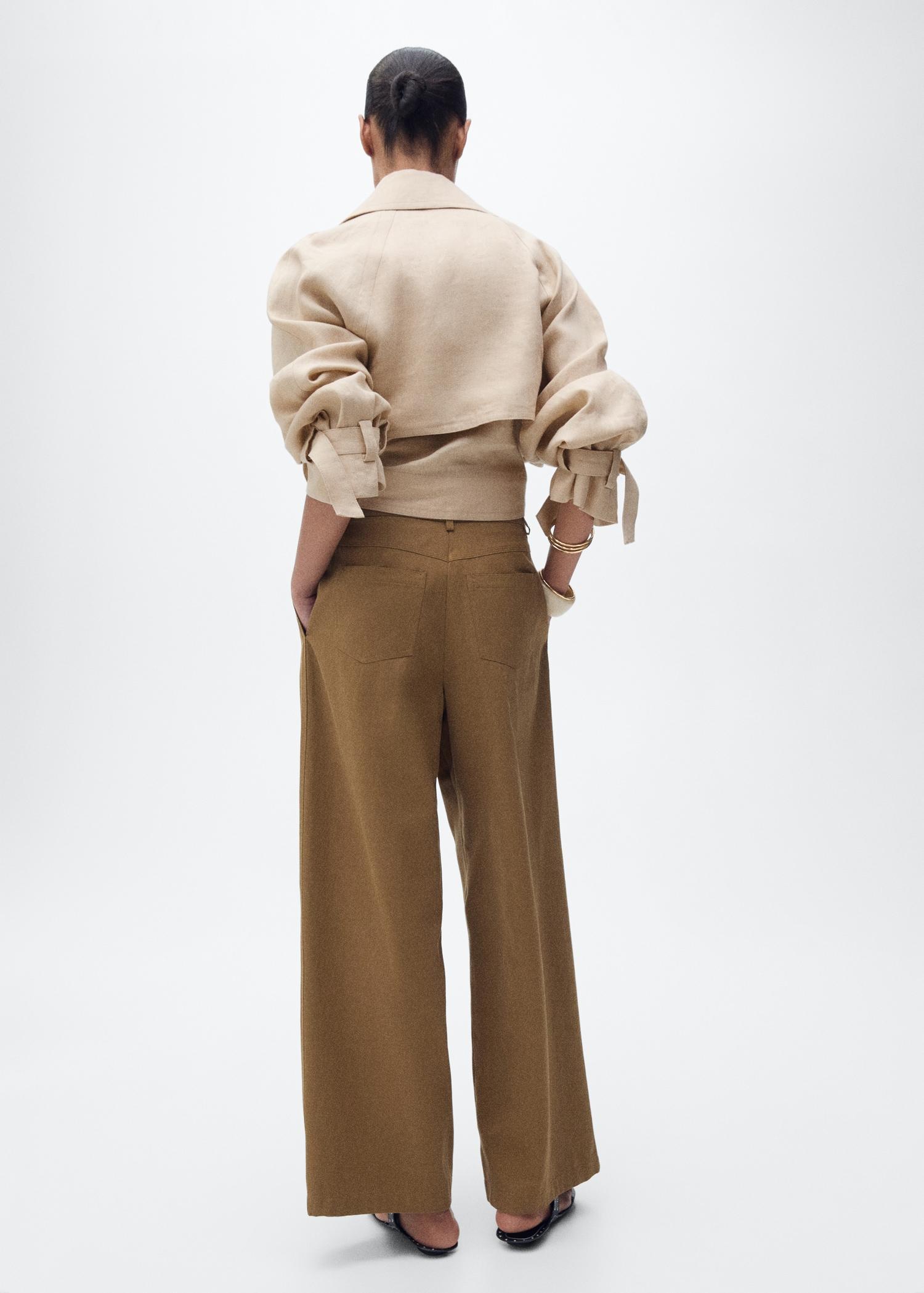 Linen jacket with belt - Women | MANGO USA Product Image