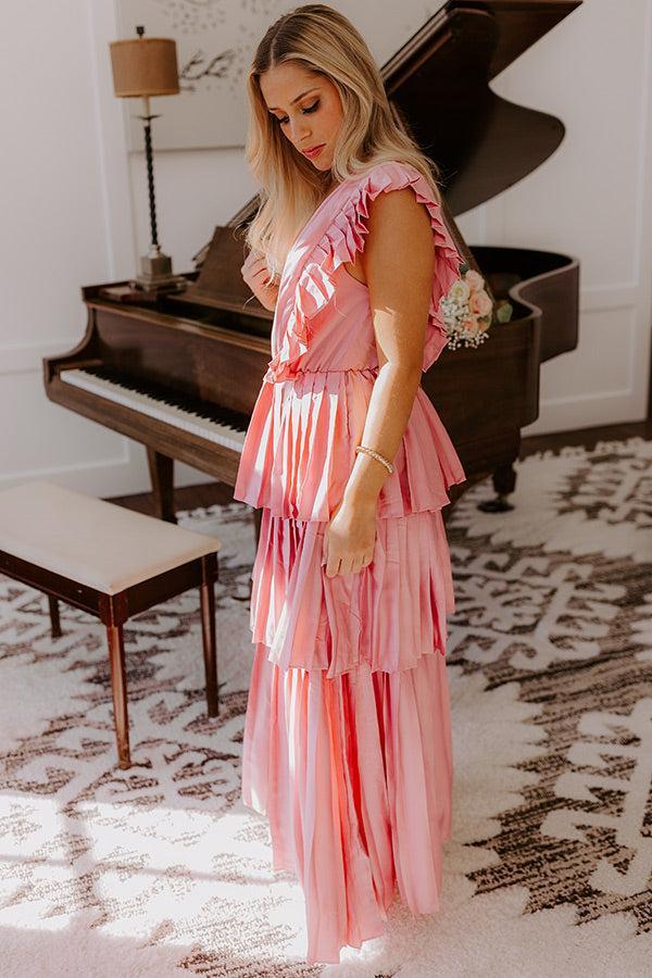 Seeking Champagne Pleated Maxi Dress In Blush Product Image